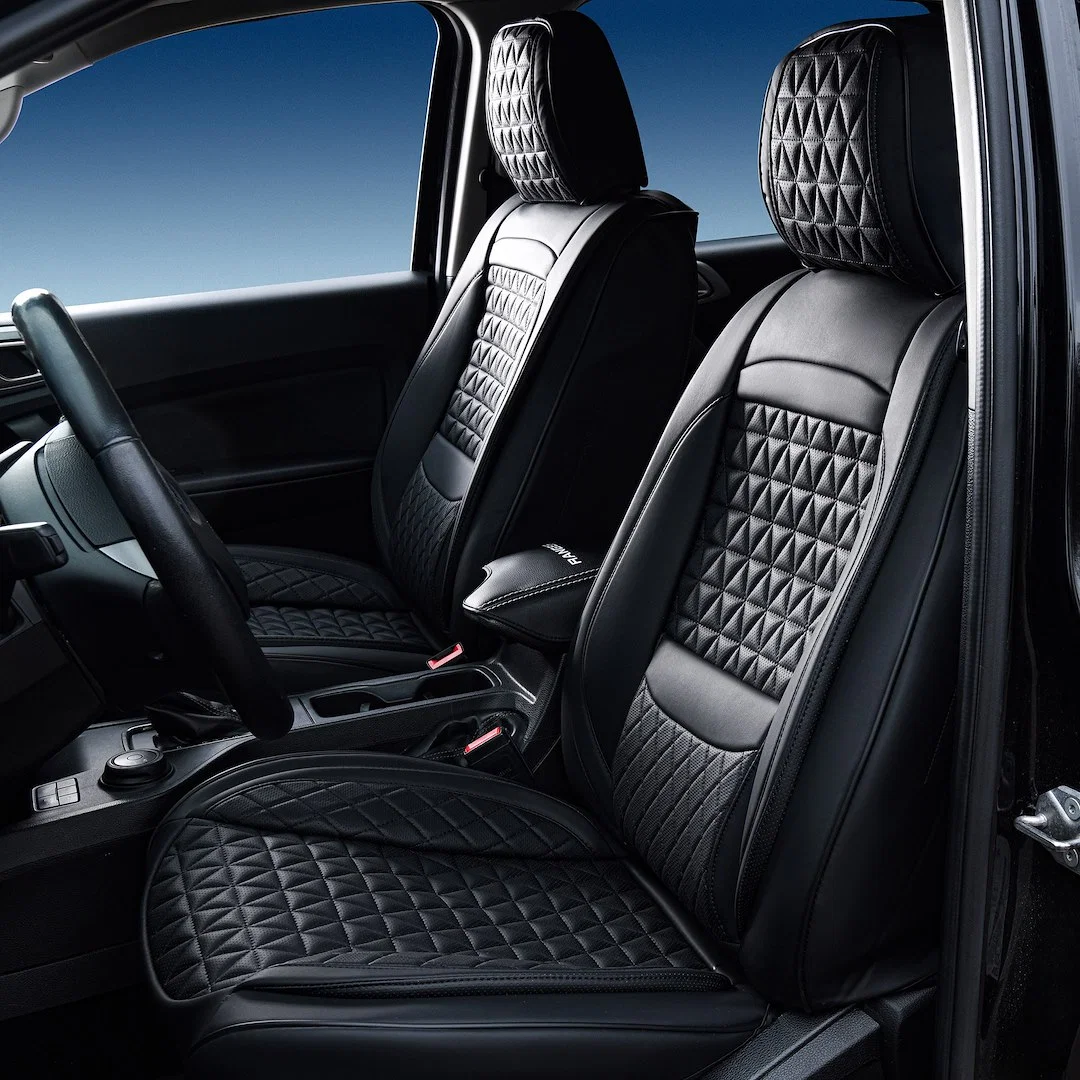 09SBL – SEAT CVR SOL Seat Cover, Front Bucket And Rear 60/40 Split Back Bench With 3 Adjustable Headrests Diamond Per...